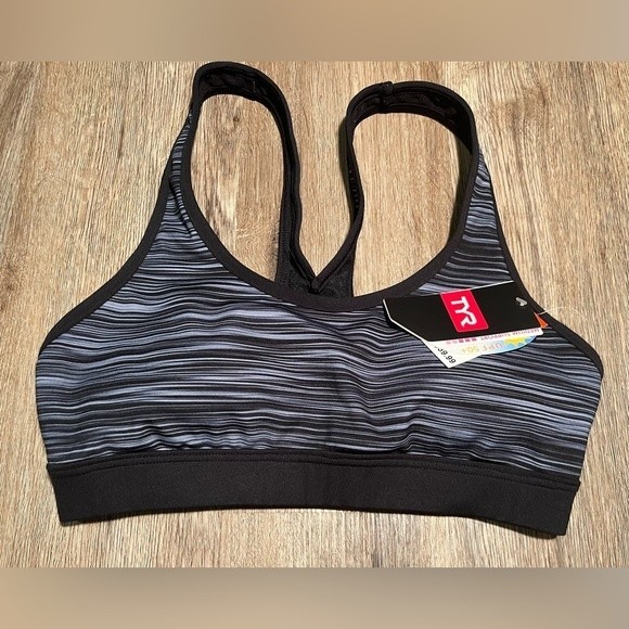 TYR Women’s Sports Bra Lyn Racerback Arvada Grey Black Workout Bra Size S 4/6 - Picture 5 of 6